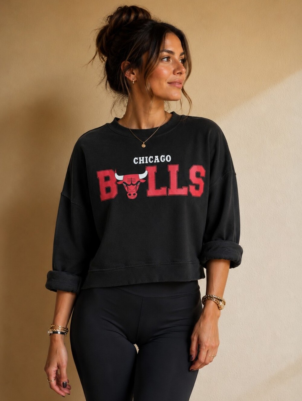 NBA Chicago Bulls Short Oversized Crewneck Sweat shirt XL